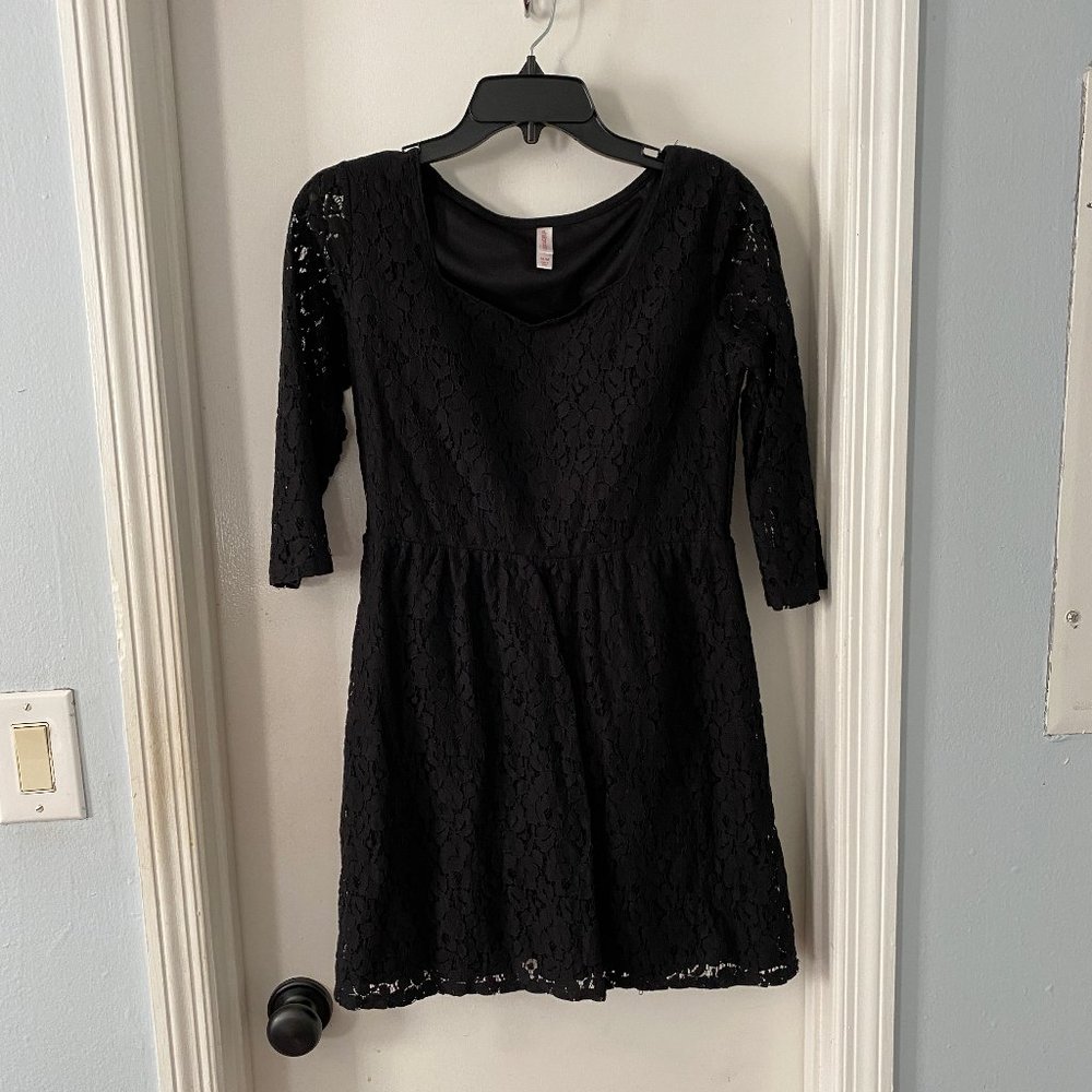 3/4 Sleeve Black Lace Dress